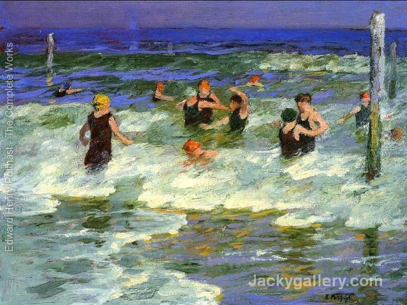 Bathing in the Surf by Edward Henry Potthast paintings reproduction